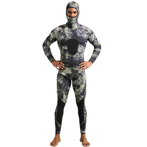 3MM Camouflage Dive Suit Fishing and Hunting Wetsuit Surfing and Fishing Suit Separate Underwater Suit Jellyfish Suit Anti-Puncture Warm Winter Swimming Suit
