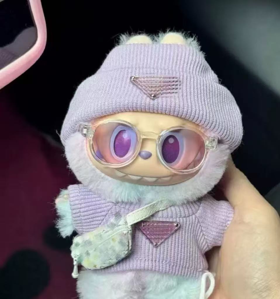 Ropa de muñeca de 17 cm, moderna y genial, adecuada para el conjunto de repuesto de la fiesta sentada de Labubu macaron, ropa de juguete a la moda, solo ropa.