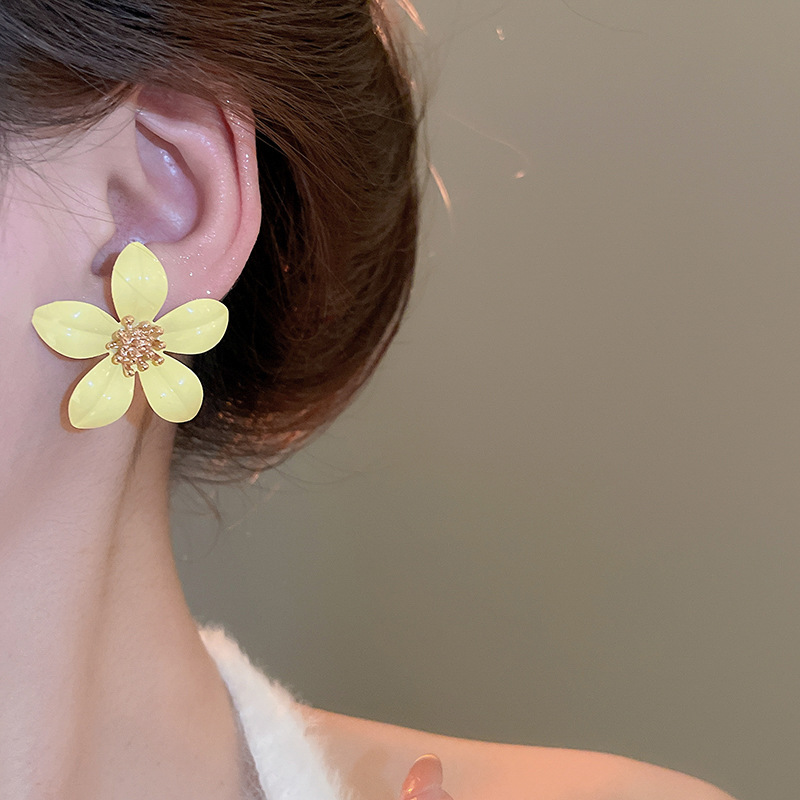 1 Par Dulce Flor Esmalte Aleación Hierro Pendientes display picture 27