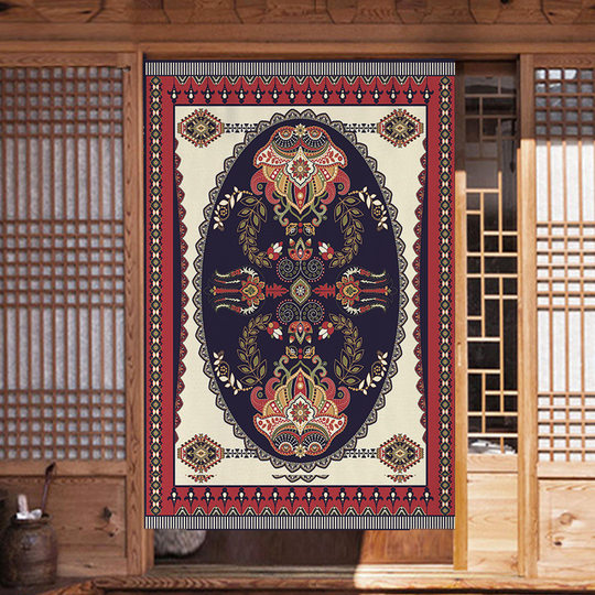 Tibetan American Pattern Ethnic Style Retro Fabric Door Curtain Cloth Curtain Partition Curtain Decorative Curtain Waterproof Hanging Curtain