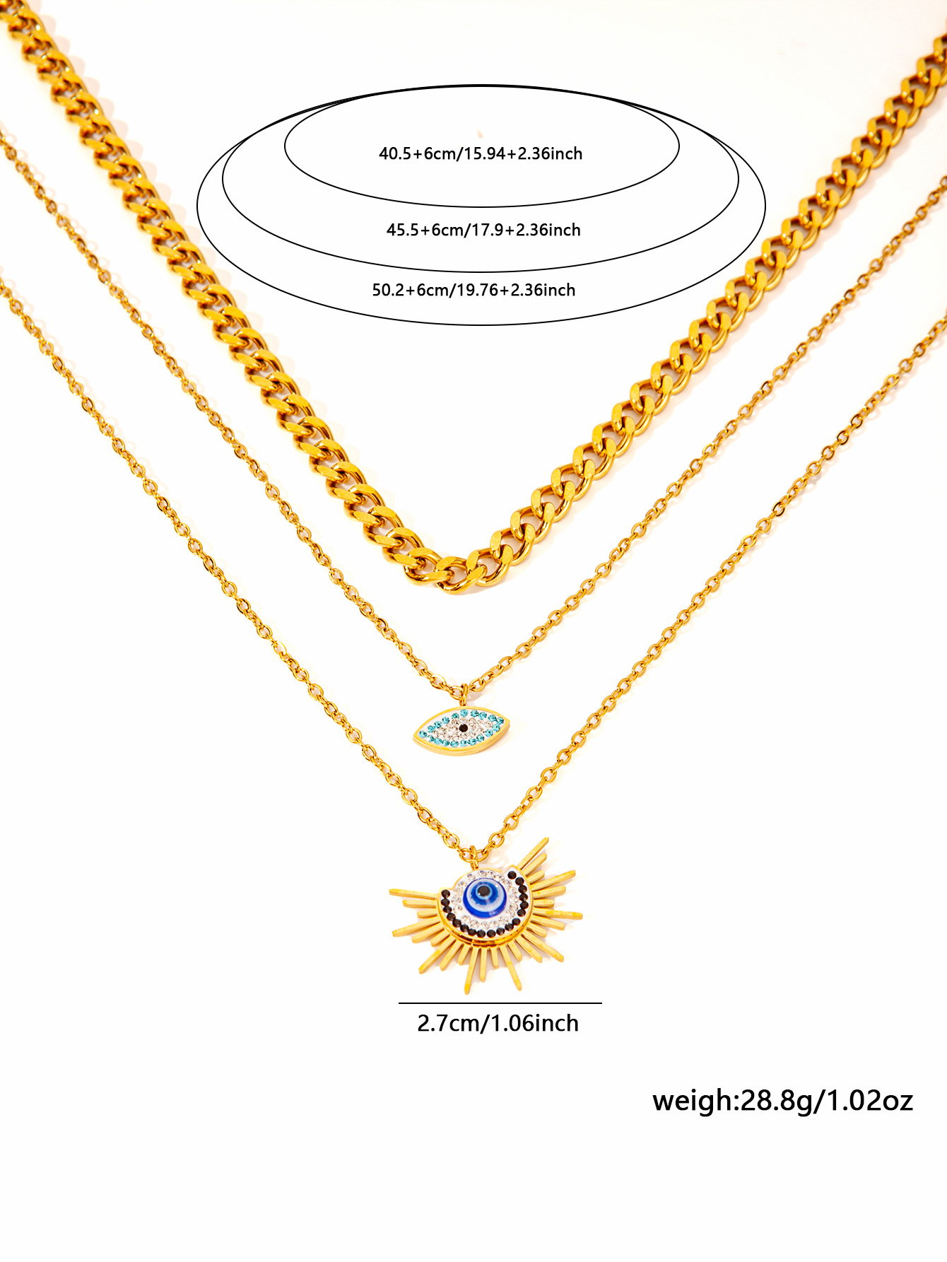13g Weight 0.03µm Gold Plating Thickness Electroplated Gold Plating Process 18K Real Gold Plated Plating Material 201 Stainless Steel Pendant Material Zircon Inlay Material Layered Necklaces, Necklace Classification 201 Stainless Steel Chain Material cable chain Chain Type 1 Set Quantity Holiday, Daily Occasion 201 Stainless Steel Material Star Pattern Women's Gender Simple Style Style Plating Craft Wholesale Jewelry Simple Style Star Titanium Steel Plating Layered Necklaces Cable Chain 3