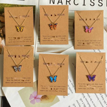 Fashion Romantic Butterfly Necklace for Women Girl Blue Whit