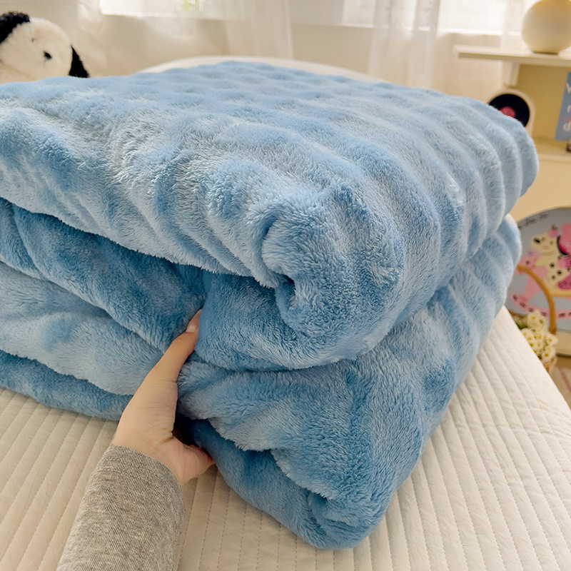 Coperta in pile Bubble Milk di alta qualità, sicura per i bambini, ultra morbida e antistatica, ipoallergenica e accogliente per ufficio, divano e letto._voghion.com