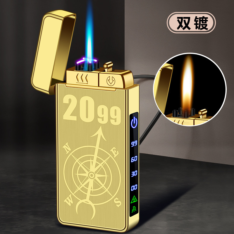 2021ガス電三火金属防風充電ライター個性創意ブーム彼氏プレゼントクロスボーダー|undefined