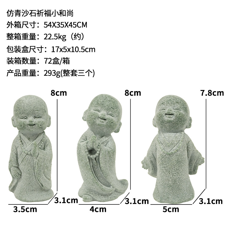 Tres pequeños monjes (juego de 3)