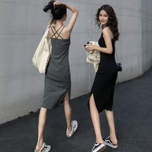 中长款吊带连衣裙外穿夏季2025年新款女开叉气质显瘦内搭打底裙子