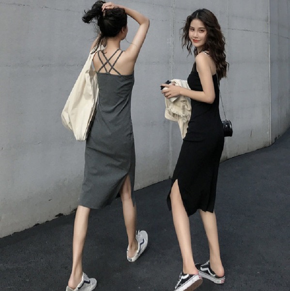 Long summer fitted base dress