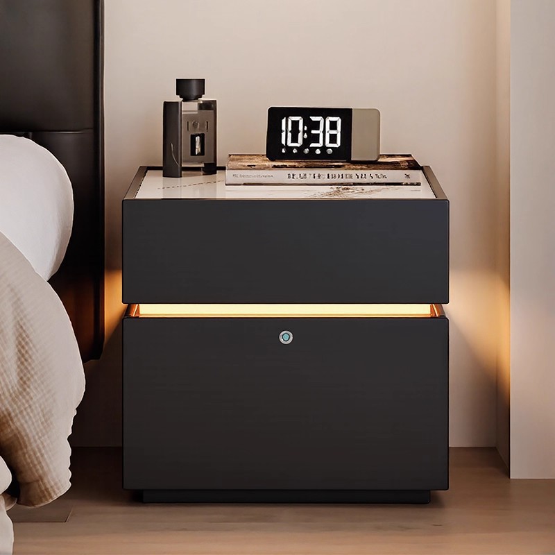 Tabernita de cabecera de madera maciza dormitorio doméstico 2025 estante de cabecera de cama pequeño explosivo estilo antiguo gabinete de almacenamiento inteligente junto a la cama