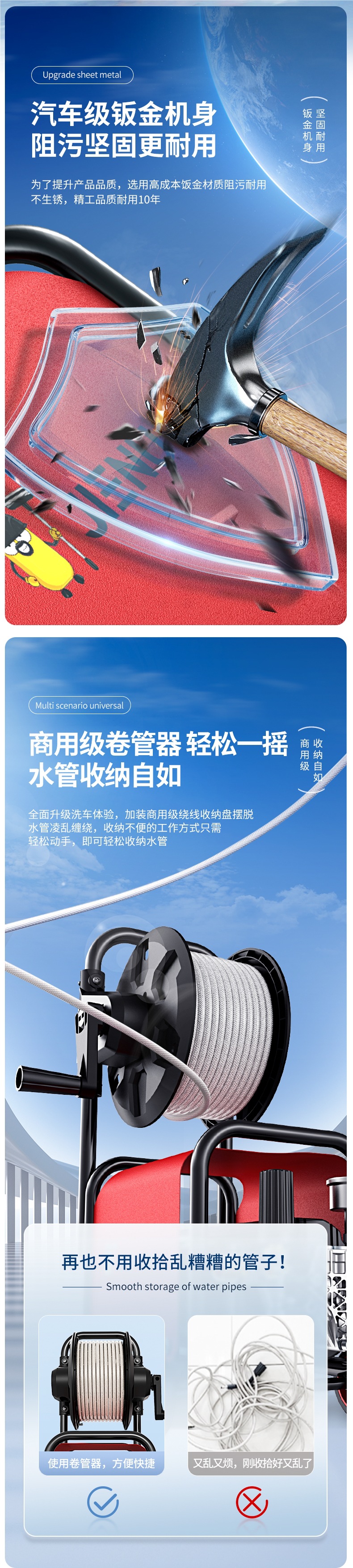 Car Washing Machine 220V Household High-Pressure Water Pump High-Power Supercharged Super-Powerful Floor Washing Artifact Car Brush Water Gun Cleaning Machine