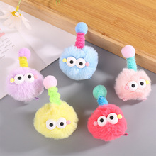 秋冬季卡通大眼仔扭扭棒发夹可爱天线毛绒发卡鸭嘴夹头饰批发