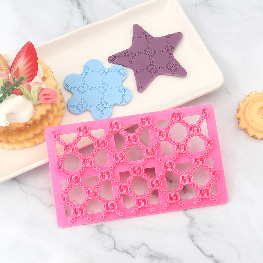 Molde Artesanal para Fondant con Relieve de Cuadros GG, Molde para Imitación de Pastelería, Molde Realista para Hornear Pasteles y Galletas