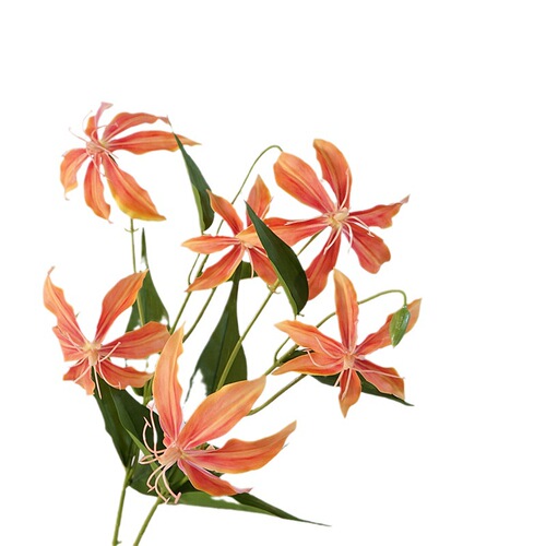 Simulated flower Gloria flame lily single branch fake flower home decoration flower arrangement ornaments wedding landscaping photography props