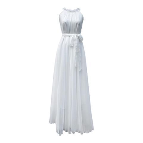 Extra-Long Ankle-Length Dress 2022 New Style Bohemian Solid Color Chiffon Plus-Size Dress Vacation Beach Dress Super Fairy-Like