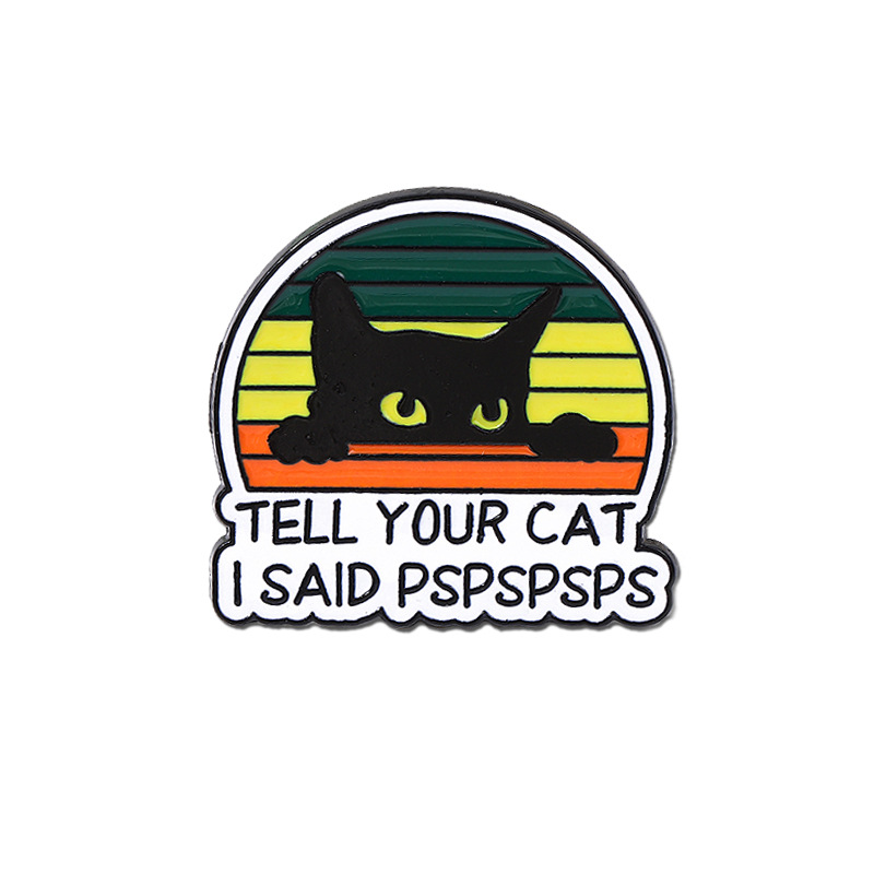 Broche de metal de gato arco-íris crachá de animal para roupa_voghion.com