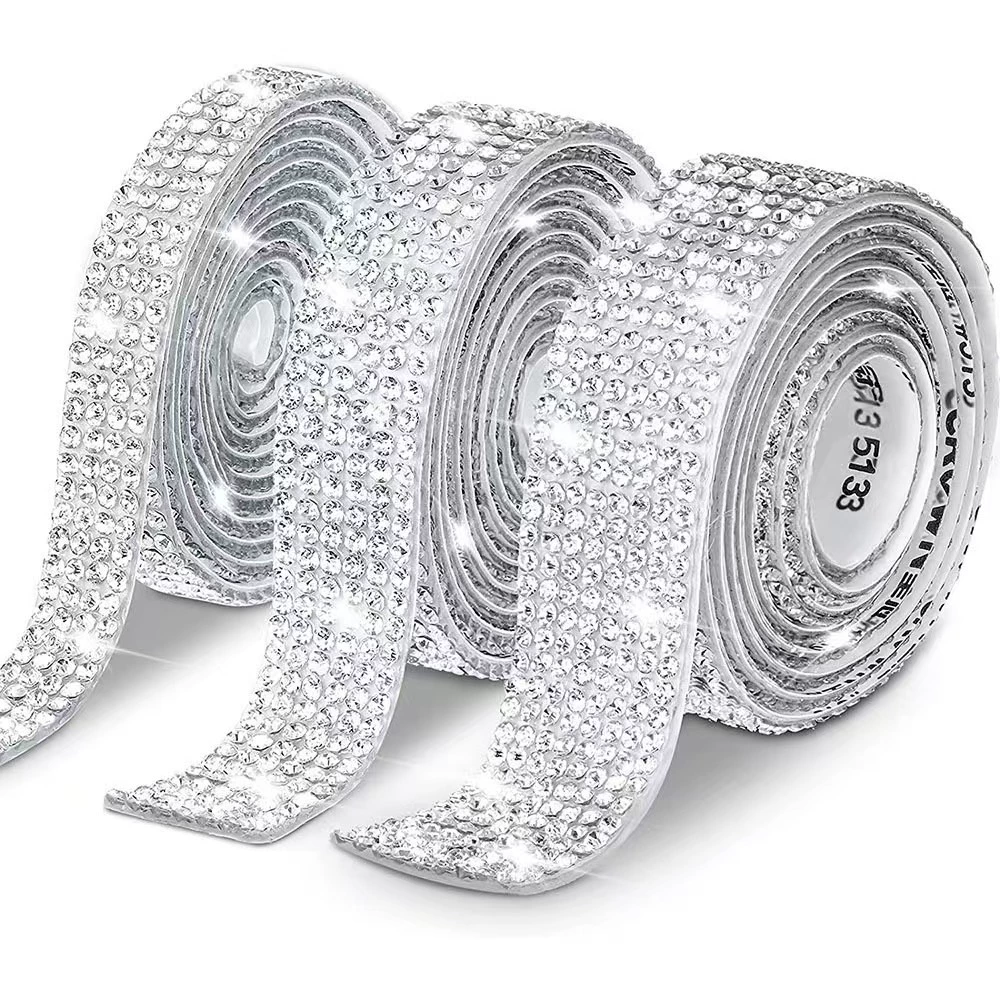 Rhinestone Self-Adhesive Strips, 50 cm Decorative Diamond Tape, multiple row options