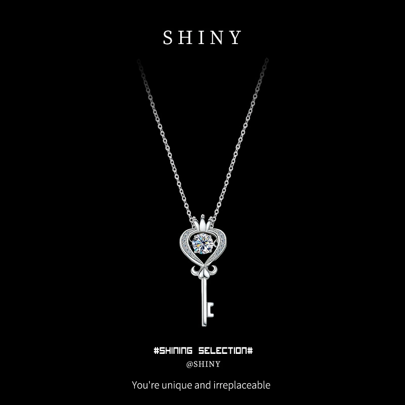 Сияющее колье-ключ из стерлингового серебра 925 пробы с муассанитом и желтой короной, кулон-ключ в стиле индийской мистики