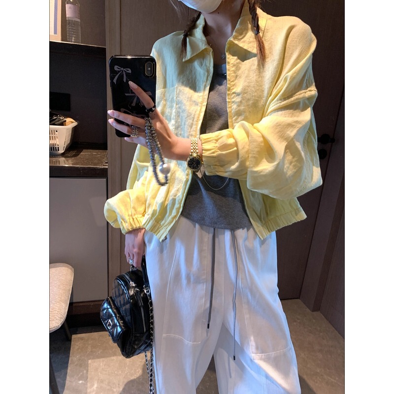 Mochie Relaxed Old Money Style 100% Linen Lapel Lightweight Breathable Loose Short Jacket Mq1193