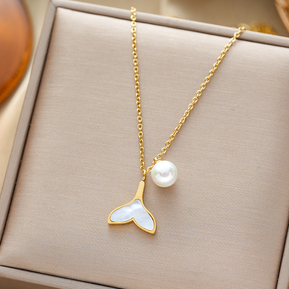 Cross-border Hot Sale Elegant and Personalized Women's Pure Titanium Steel Necklace with Electrolysis 18K Gold Clavicle Chain Necklace Jewelry Fadeless