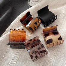 秋季咖色系豹纹发夹丸子头固定夹抓夹女高级感头饰发卡子鲨鱼夹子