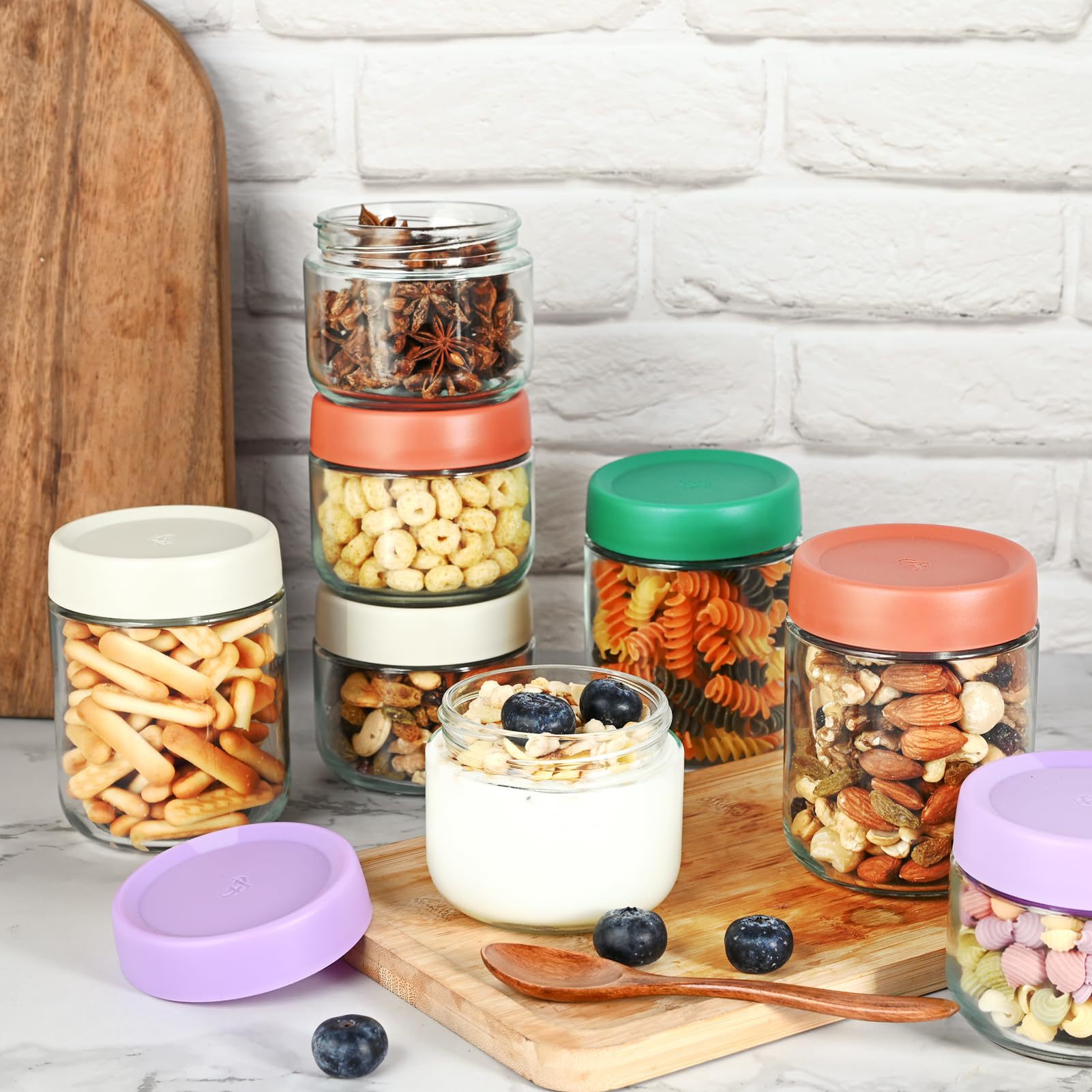 现货供应隔夜燕麦杯早餐杯玻璃杯零食糖果罐五谷杂粮瓶组合套装