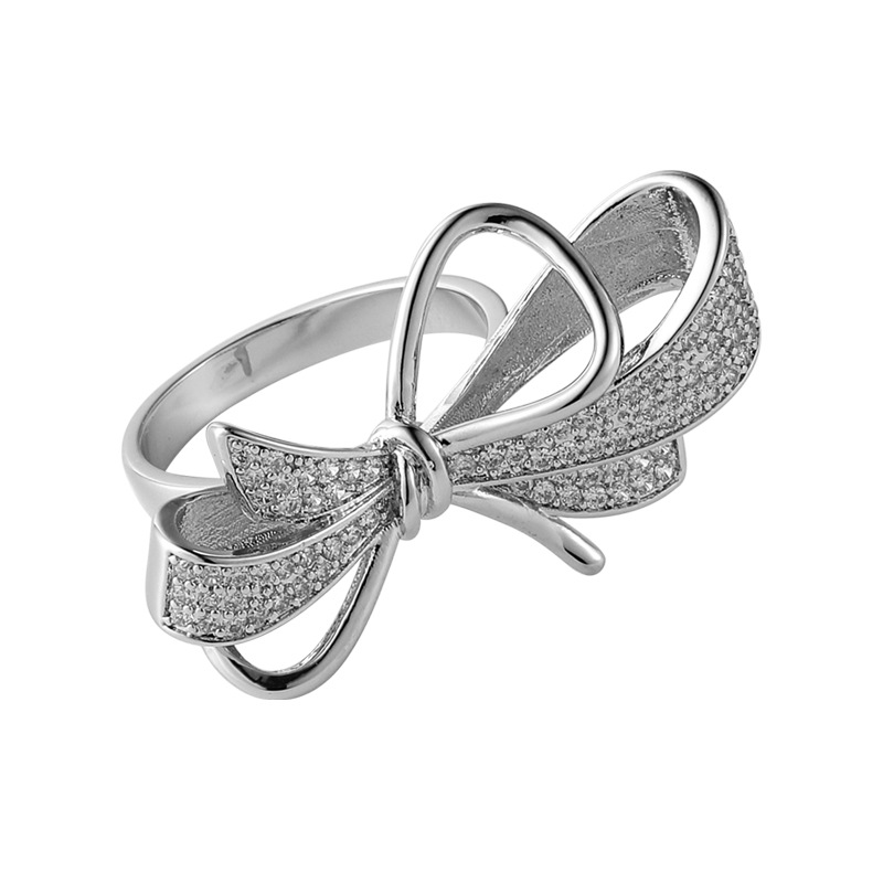 Fashion Micro-inlaid Zircon Bow Open Ring display picture 10