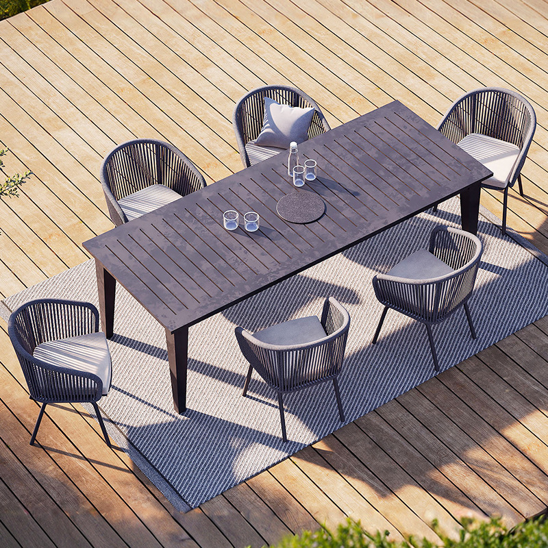 Mesa y silla al aire libre patio balcón protección solar impermeable ocio silla de caña muebles jardín al aire libre terraza mesa y silla de caña combinación