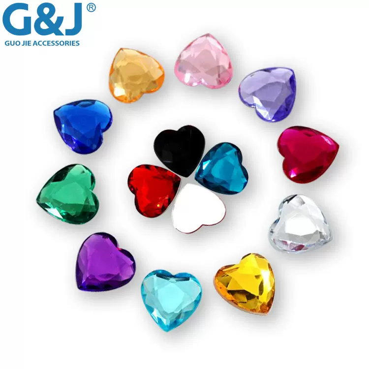 亚克力心形水钻桃心平底烫钻玩具头饰工艺品装饰材料DIY饰品配件