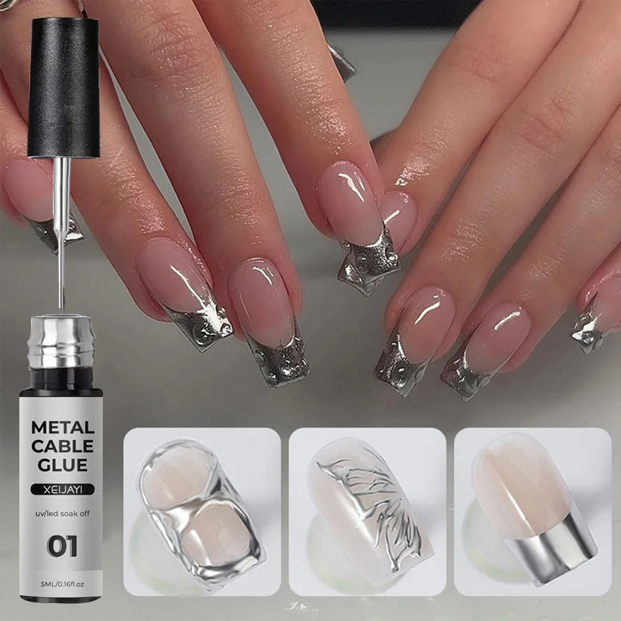 5ml de línea de dibujo de uñas pegamento gancho borde pintado de alta densidad pegamento de metal fototerapia pegamento de dibujo de alambre para salón de uñas