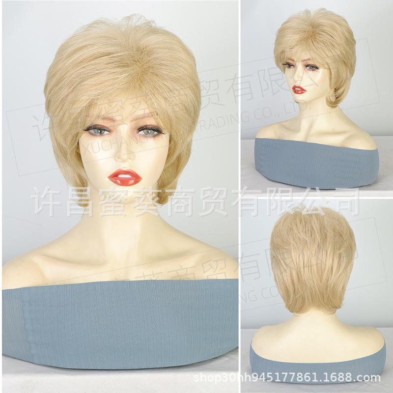 European and American style short wig for white women, high-end pixie cut with layered, natural-looking synthetic hair