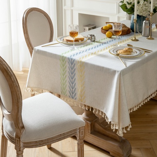 Cotton and linen tablecloth linen rectangular small fresh simple modern western restaurant tablecloth coffee table tassel cover