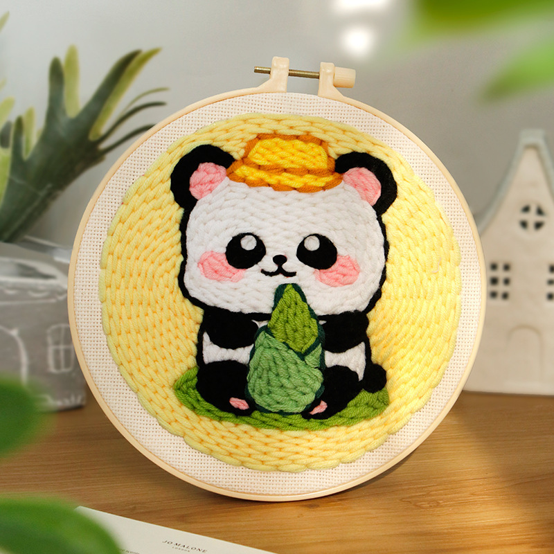 俄罗斯戳戳绣毛线diy材料包儿童情侣制作装饰画摆件套装|undefined