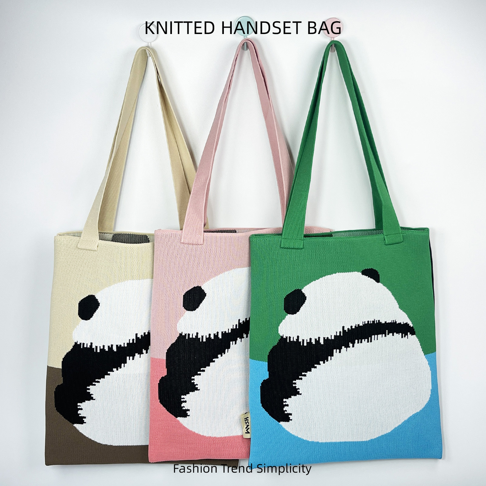 Nueva linda espalda panda bolso de tejido de moda versátil gran capacidad de viaje bolso de hombro de mujer bolso