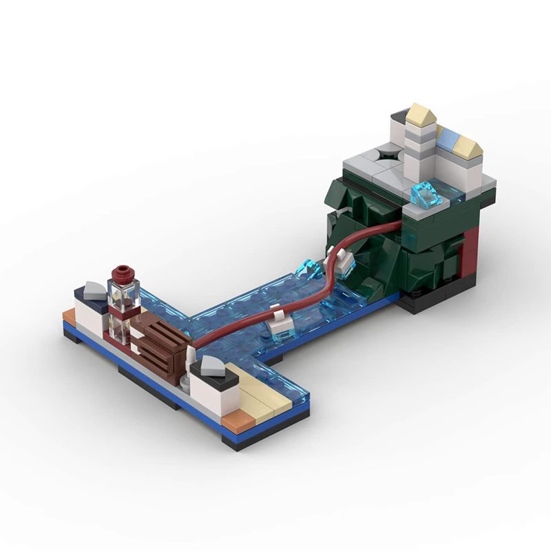 国产积木MOC-47115 微缩绿山小城 创意系列拼装迷你建筑模型礼物