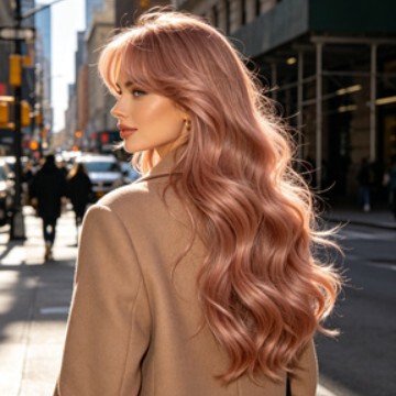 Xuchang Wig Wholesale Cross-Border European and American Style Breathable Big Wave Rose Gold High-Temperature Fiber Wig Headgear Xuchang Wig Wholesale Cross-Border European and American Style Breathable Big Wave Rose Gold High-Temperature Fiber Wig Headgear