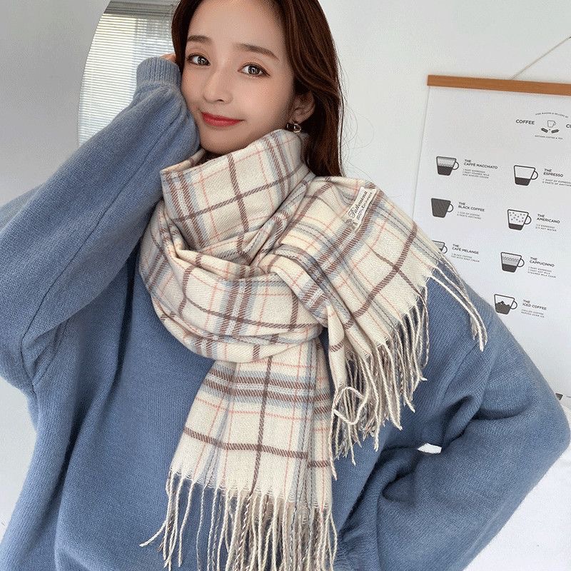 Demi-season square universal brown scarf