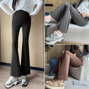 Real Shot of Ready-Made Maternity Pants for Spring and Autumn Outer Wear Casual High-Waisted Sharkskin Flared Pants New Leggings Spring Wear