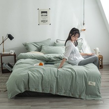 老粗布100%纯棉四件套全棉床上用品床单被套学生宿舍单人床三件套