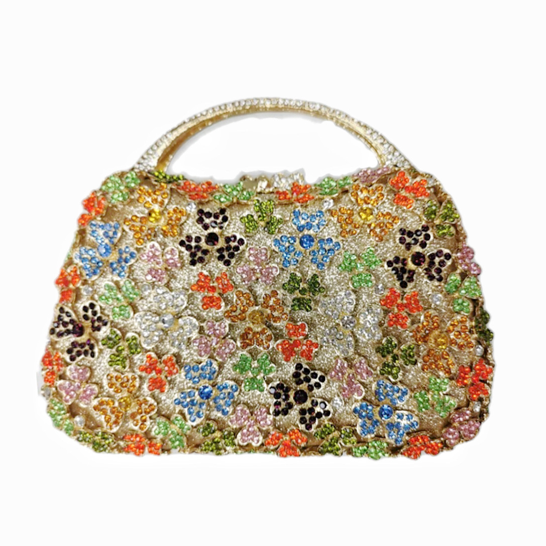 Clutch bag diamantes de trébol cena bolsa de metal vacío bolsa de mano de mujer cadena de hombro mochila de aleación