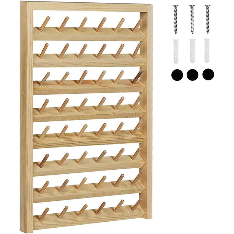 48 Shaft Wooden Wall Hanging Line Shaft Holder Sewing Thread Wax Wire Storage Rack Wire Rack Wig Rack Wooden Wire Rack