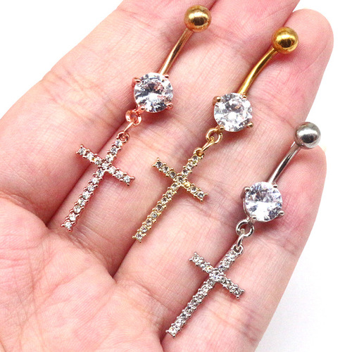 Gaby European and American cross-border cross navel ring navel ornaments navel nail pendant navel ring body piercing jewelry