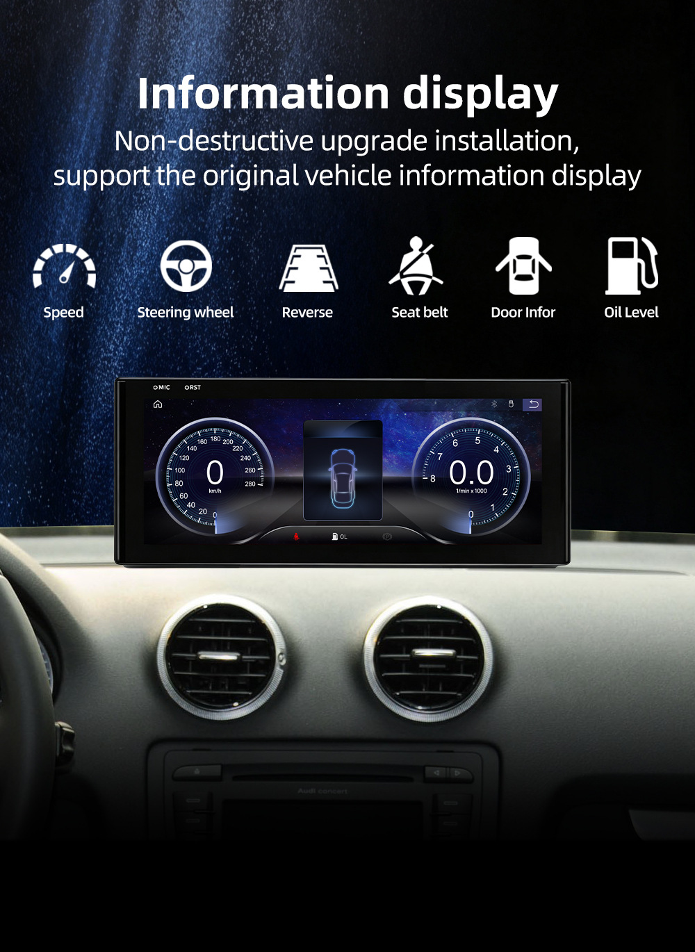 Car-mounted central control large screen suitable for Audi A3 8V 2013-2018, Android navigation, Bluetooth, wireless Carplay
