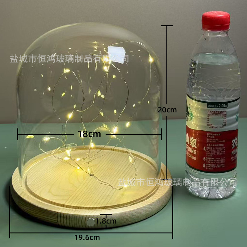 海胆永生花干花侧面触摸开关玻璃罩子底座带灯展示盒手办创意|undefined