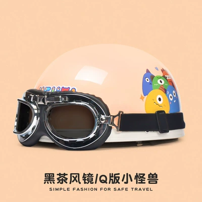 3C Certified Electric Car Helmet Motosiklet kaskı (dəbilqə) - new-national-standard-3c-certification-small-monster-sunscreen-harley-mirror-one-size-fits-all-55-62-head-circumference