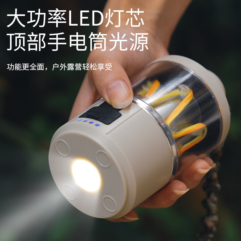 Al aire libre portátil recargable camping luz electrodeless dimming campamento tienda de campaña luz cálida luz de techo led casa noche de carga