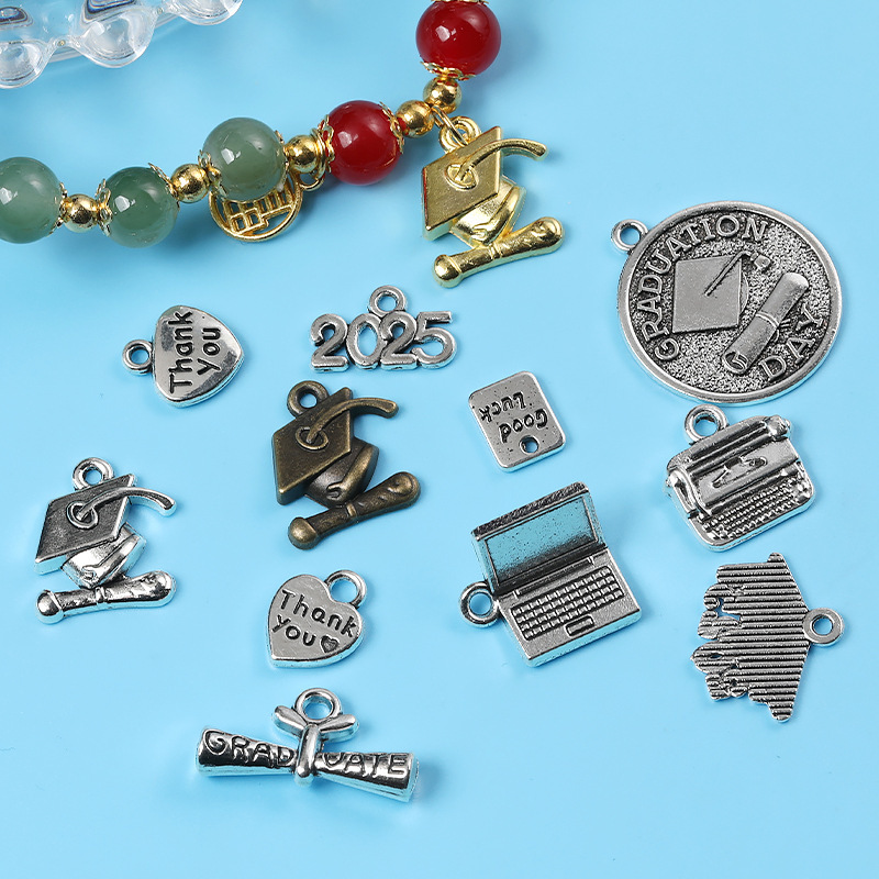 DIY Retro Zinc Alloy Jewelry Accessories Graduation Cap Word Plate Computer Pendant Factory Direct Sale A800597