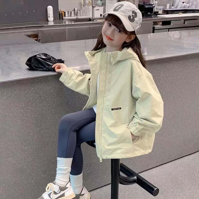 女童外套连帽冲锋衣春秋款2025新款儿童秋装衣服洋气童装女孩上衣|undefined