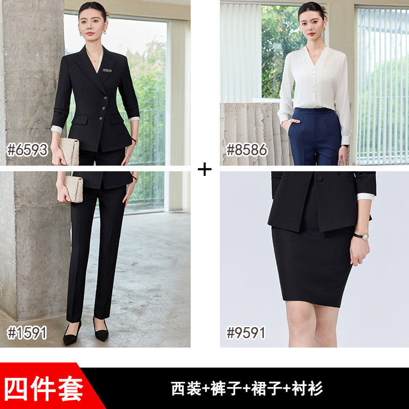 职业套装2025高级感职场正装西服外套三扣OL酒店前台接待行政工服|undefined