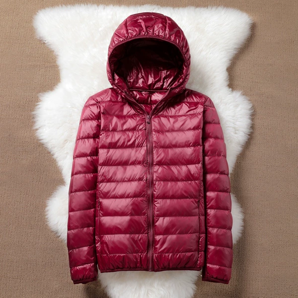 With hood, burgundy