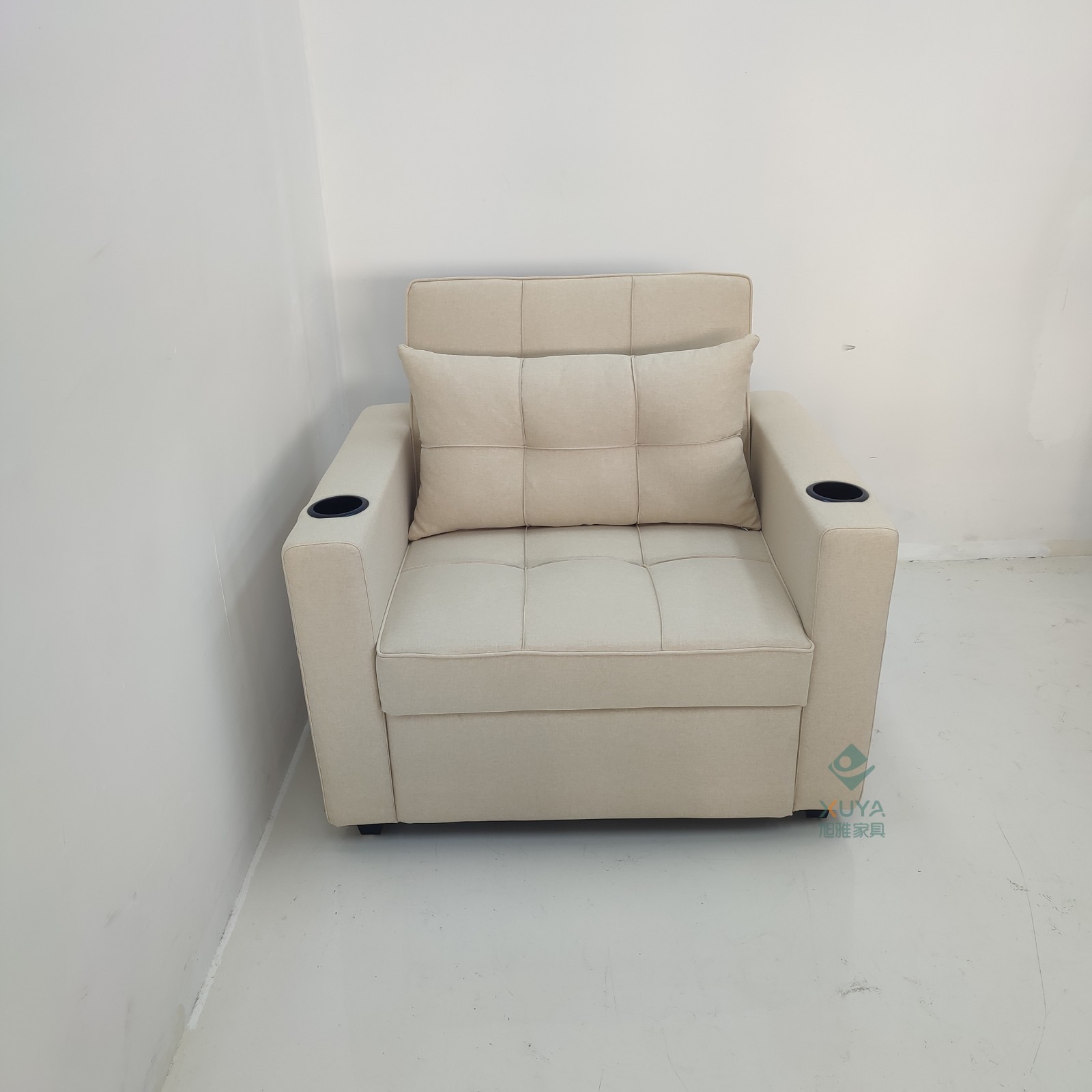Sofá cama de cuero multifuncional para una persona, sala de estar, oficina, almuerzo, artefacto mágico con portatazas, sofá cama de cine privado