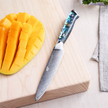 锋利大马士革水果刀厨房家用万用刀日常削皮刀去皮刀5寸小刀切削